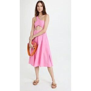 S/W/F Hot Pink Cut Out One Shoulder Fit Flare Midi Dress Womens Size XSmall